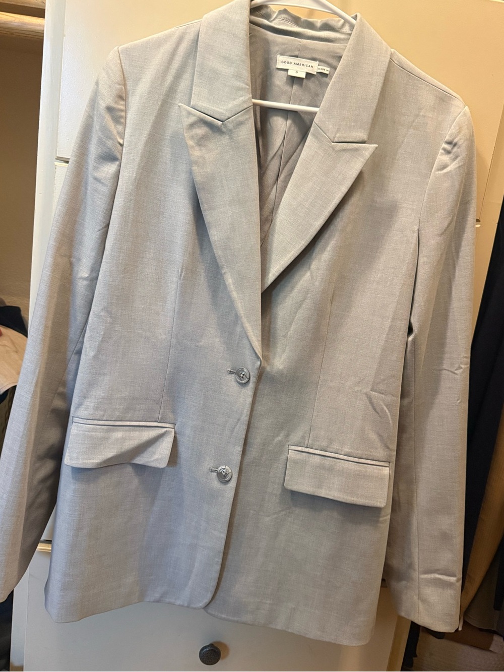 Good American Light Gray Tailored Blazer - fully lined, small.